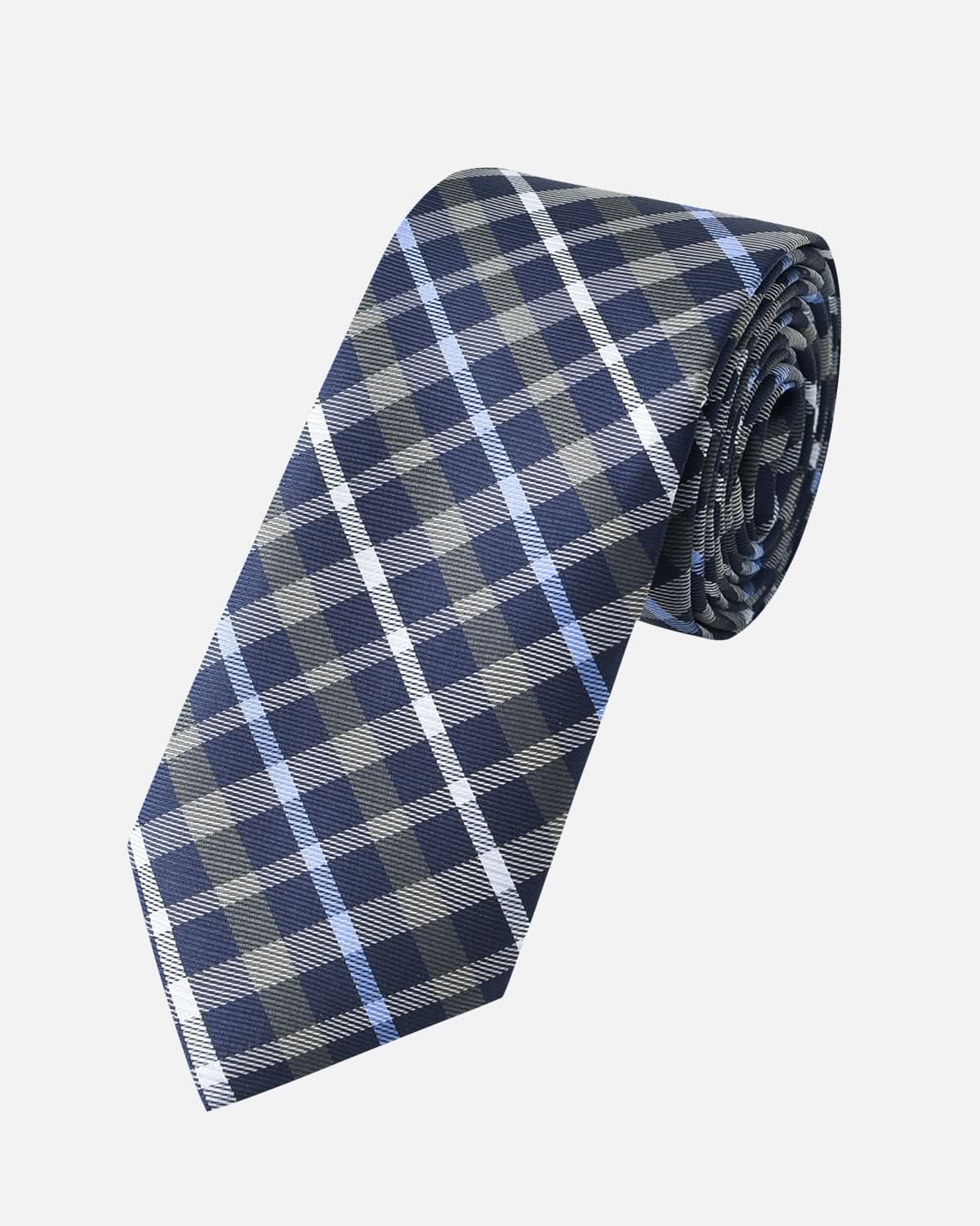 Immortal Charcoal Powder Blue & Navy Striped Tie