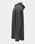Hooded Cardinal Long Sleeve Charcoal Workout Shirt - Cardinal