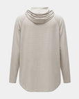 Hooded Cardinal Long Sleeve Cream Workout Shirt - Cardinal