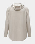 Hooded Cardinal Long Sleeve Cream Workout Shirt - Cardinal