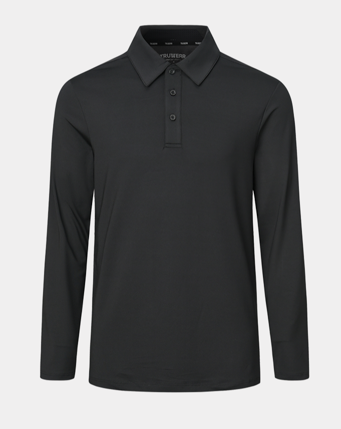 Crest 2.0 Black Long Sleeve Polo