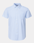 Phenom Classic Light Blue Striped Short Sleeve Dress Shirt - Blue