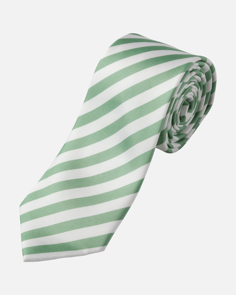 Immortal Green & White Striped Dress Tie