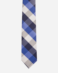 Immortal Royal Blue Grey Navy White Checkered Dress Tie - Royal