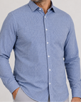 Phenom Professional Navy Blue Plaid Long Sleeve Men's Dress Shirt
