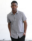 Phenom Classic Black Plaid Short Sleeve Dress Shirt