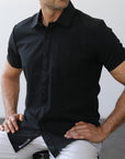 Phenom Classic Black Short Sleeve Dress Shirt - Black