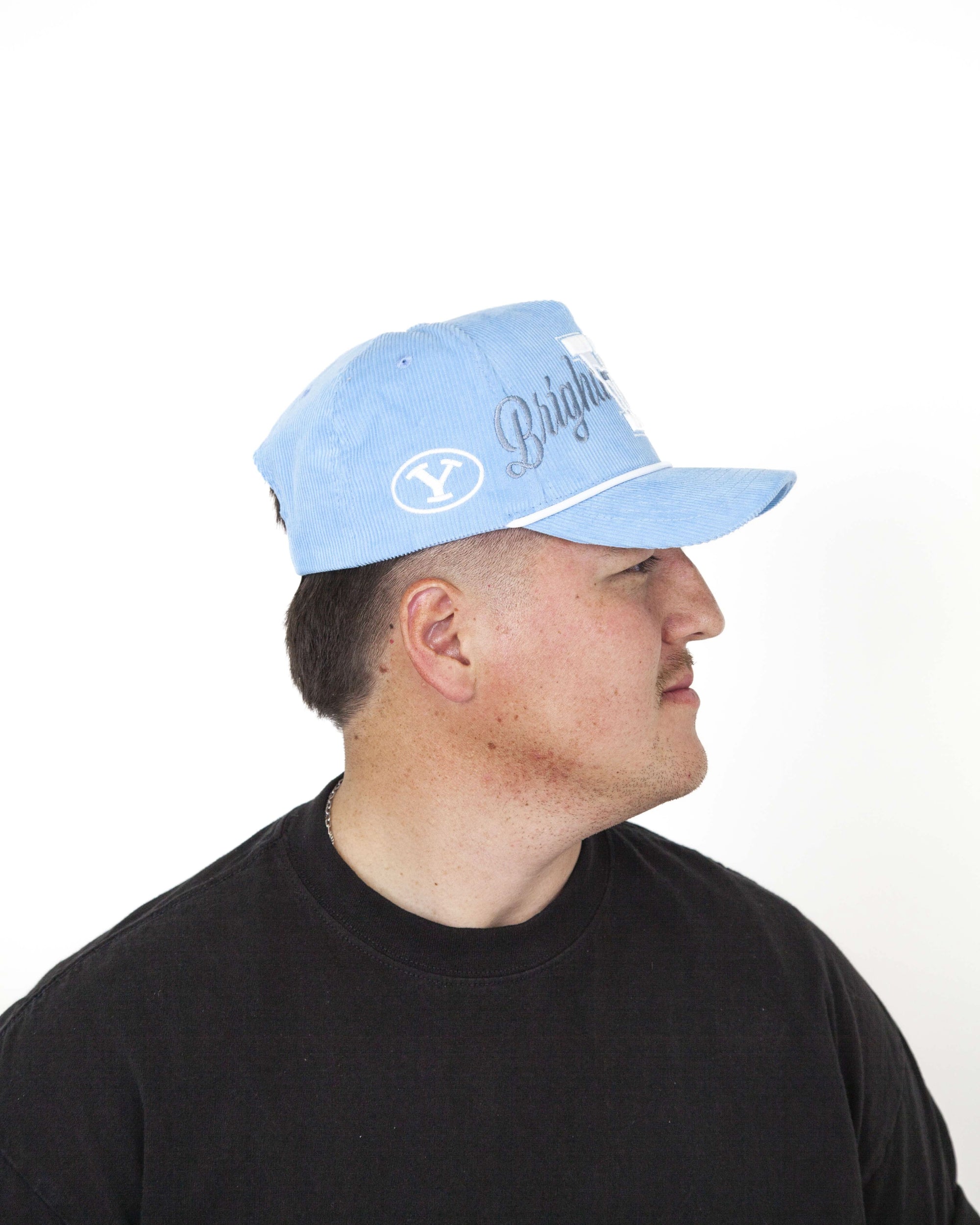 Powder Blue Corduroy Cougar Y Rope Hat - Blue