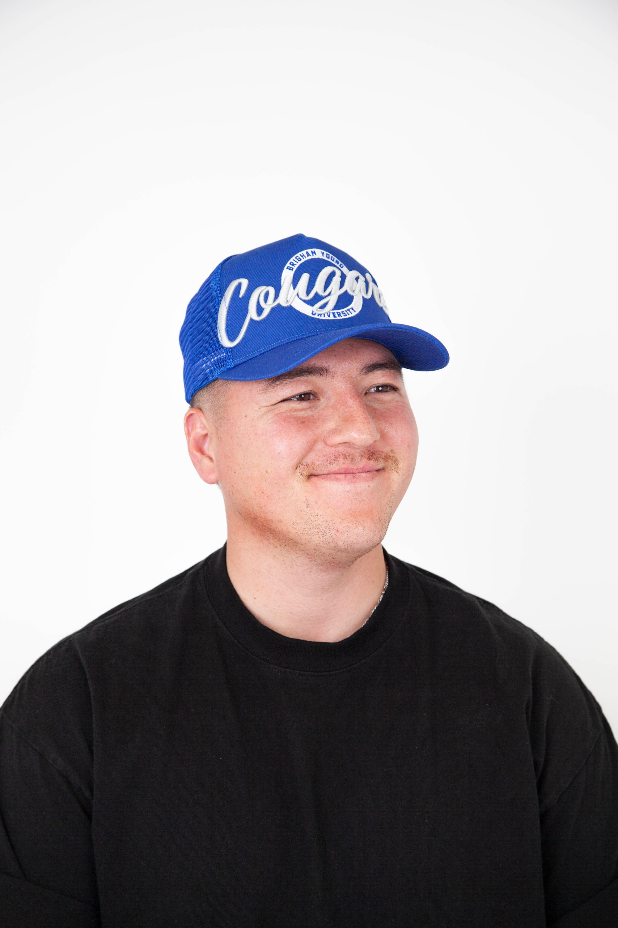 BYU Big Cougar Bunker Trucker Hat Royal Blue