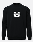 USU Meridian Black Crewneck