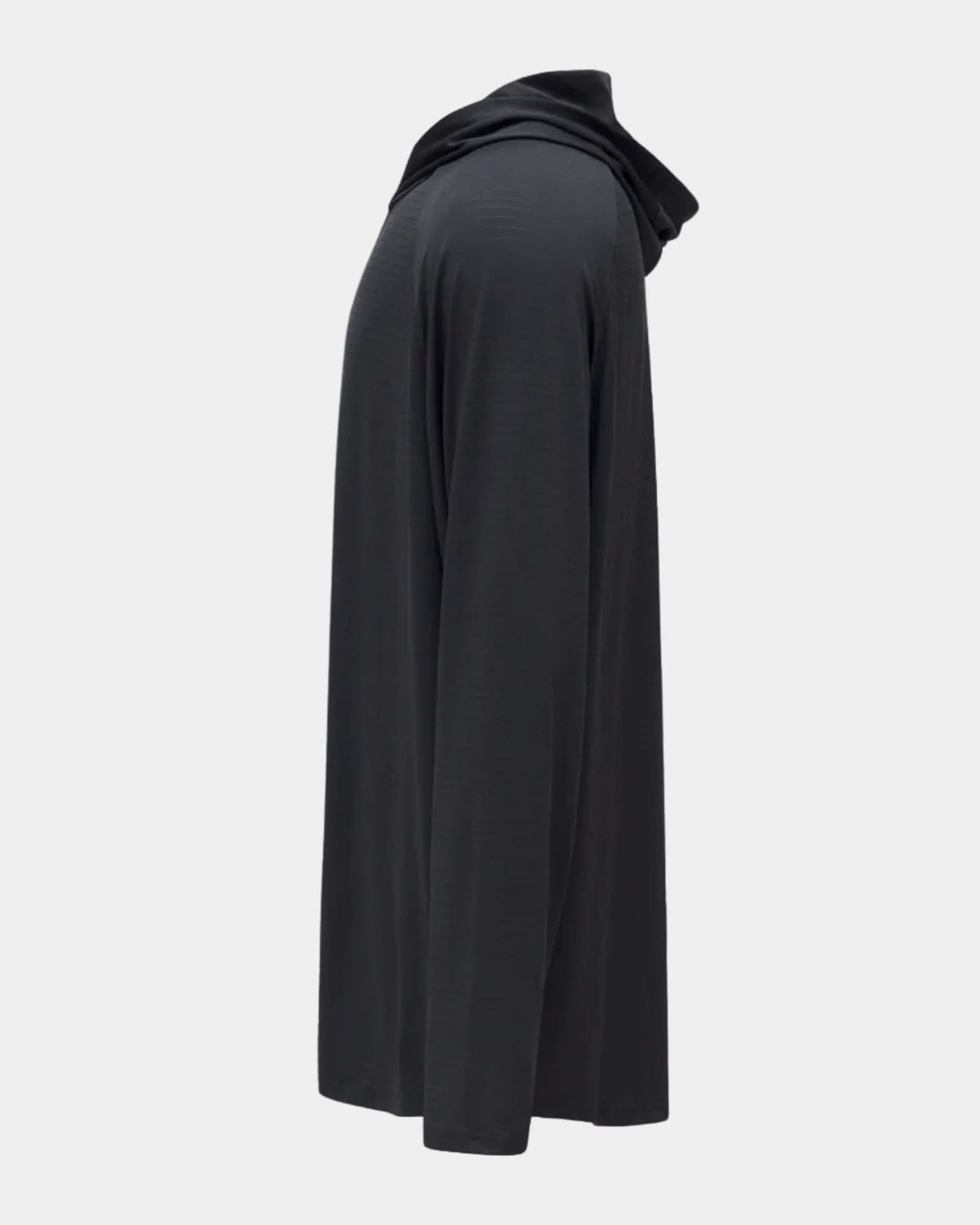 Hooded Cardinal Long Sleeve Black Workout Shirt - Cardinal