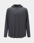 Hooded Cardinal Long Sleeve Charcoal Workout Shirt - Cardinal