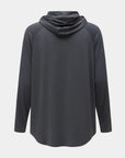 Hooded Cardinal Long Sleeve Charcoal Workout Shirt - Cardinal