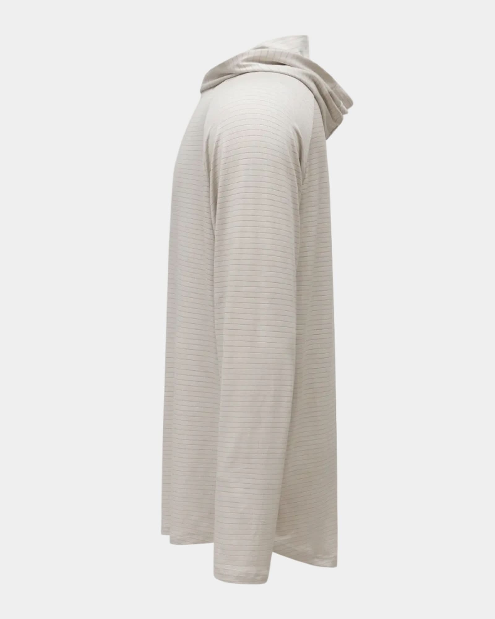 Hooded Cardinal Long Sleeve Cream Workout Shirt - Cardinal
