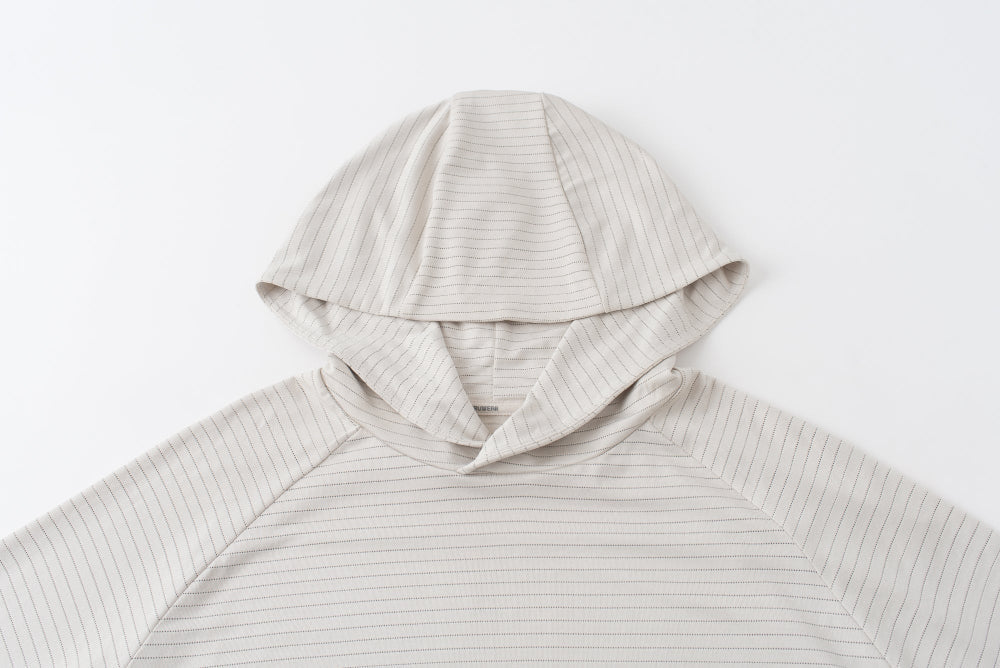 Hooded Cardinal Long Sleeve Cream Workout Shirt - Cardinal