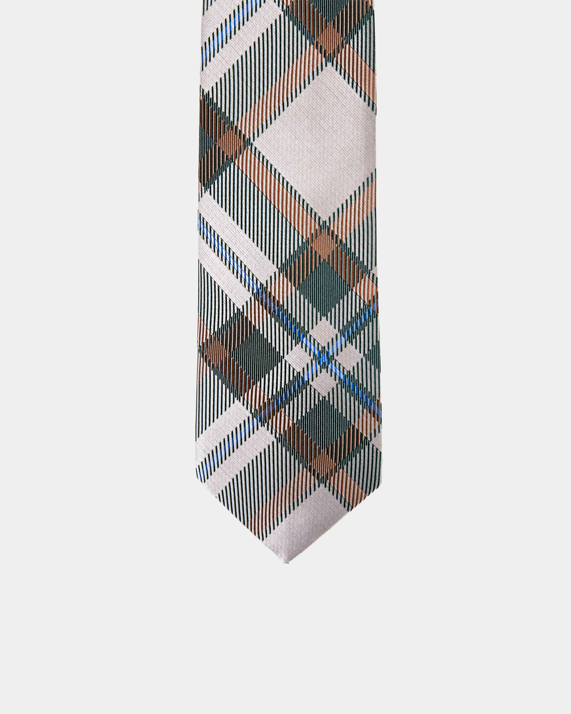 Immortal Crème Green Plaid Tie - Green