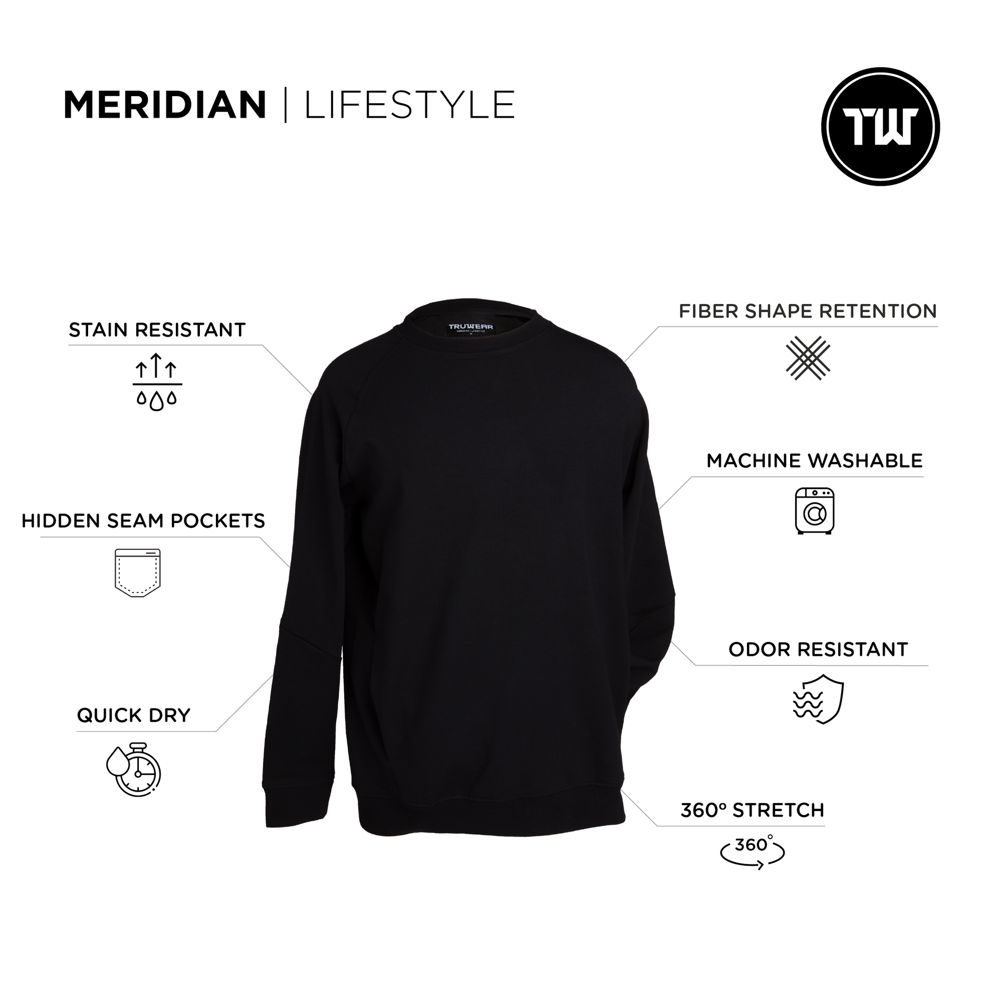 Meridian Black Crewneck - Black