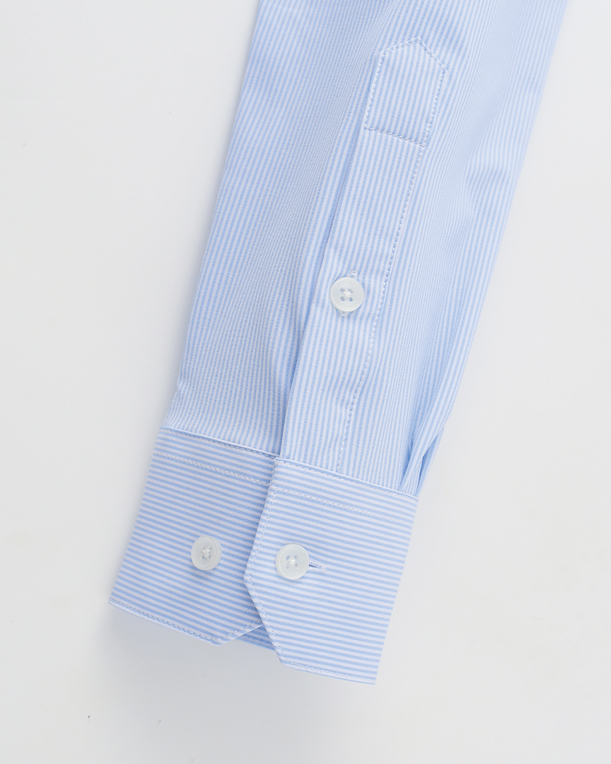 Phenom Professional Light Blue Striped Long Sleeve Men's Dress Shirt - Blue