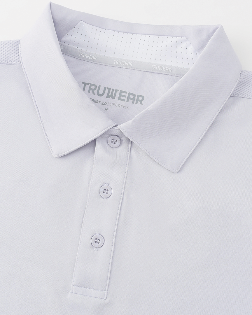 Crest 2.0 Polo Light Grey Long Sleeve - Grey