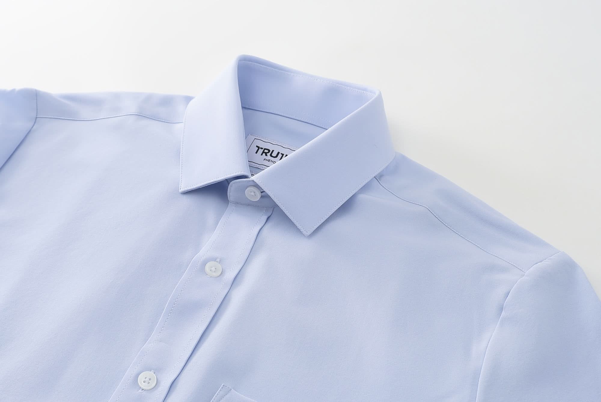 Phenom Classic Light Blue Short Sleeve Dress Shirt - Blue