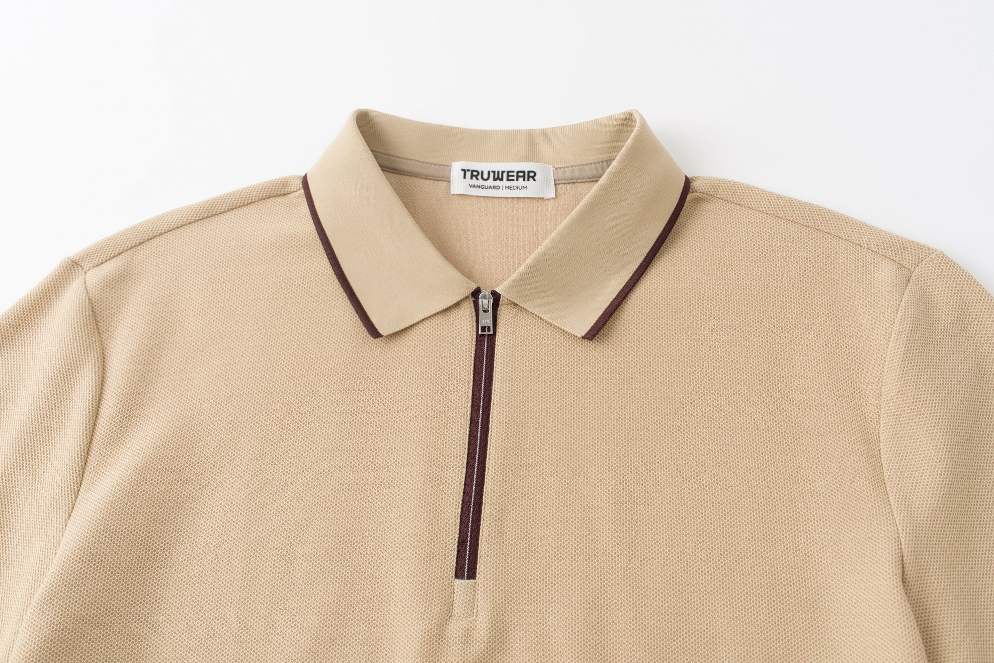 Vanguard Zip Polo Tan Collar