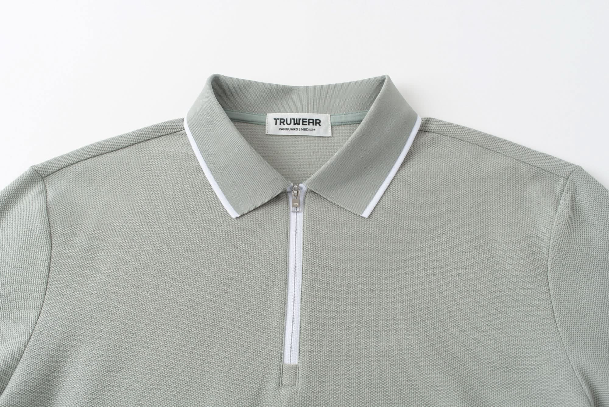 Vanguard Zip Polo Slate Green Collar