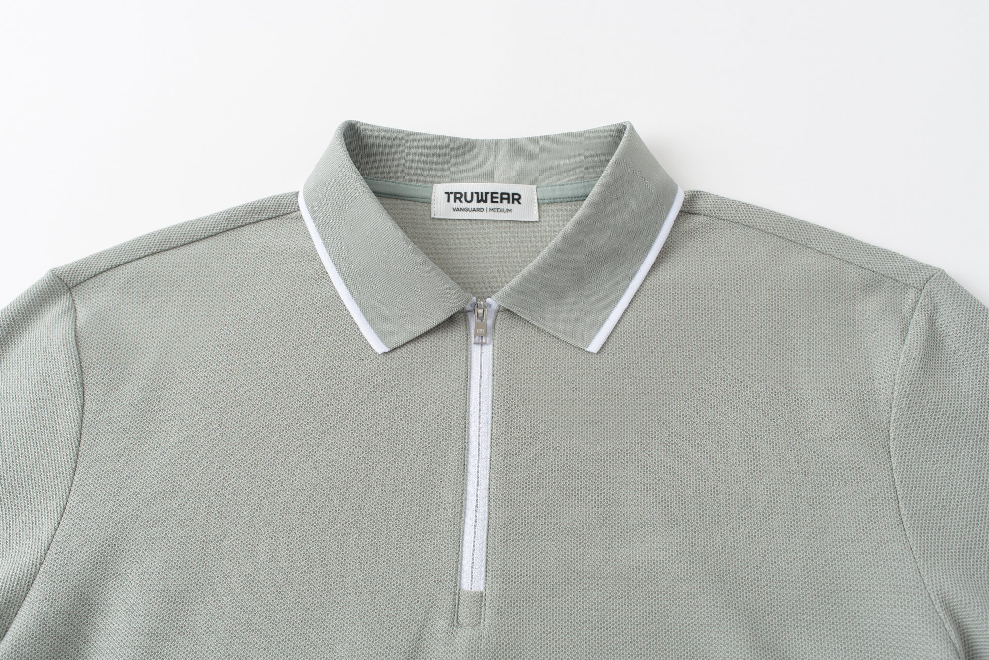 Vanguard Zip Polo Slate Green Collar