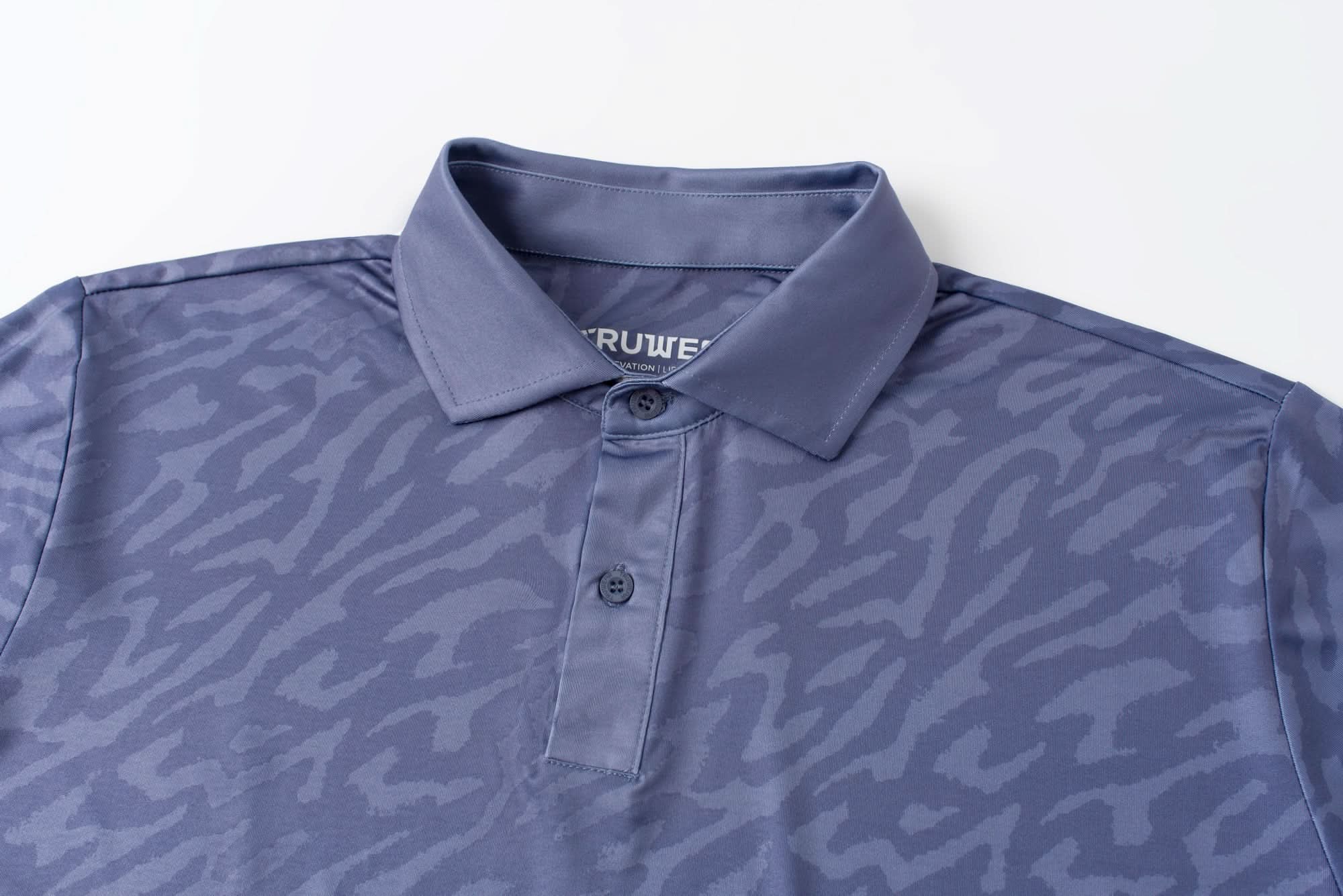 Elevation Polo Tiger Stripe Steel Blue - Blue