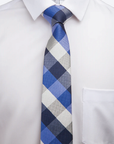 Immortal Royal Blue Grey Navy White Checkered Dress Tie - Royal