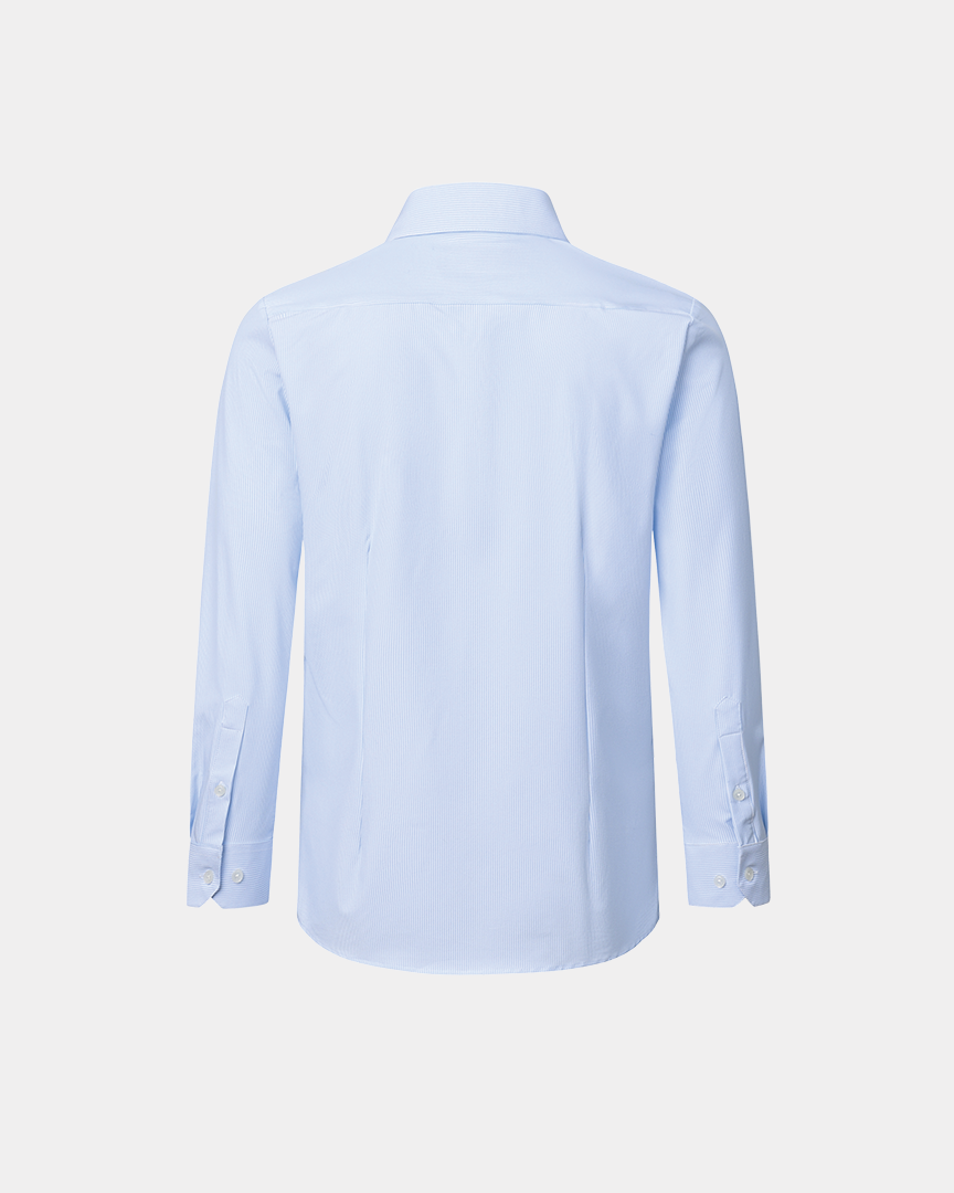Phenom Professional Light Blue Striped Long Sleeve Men's Dress Shirt - Blue