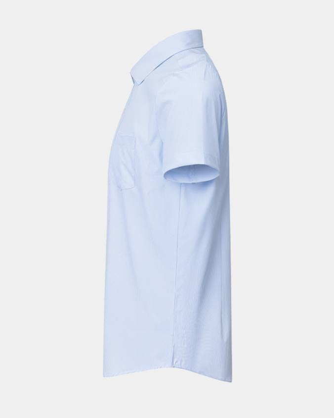 Phenom Classic Light Blue Striped Short Sleeve Dress Shirt - Blue