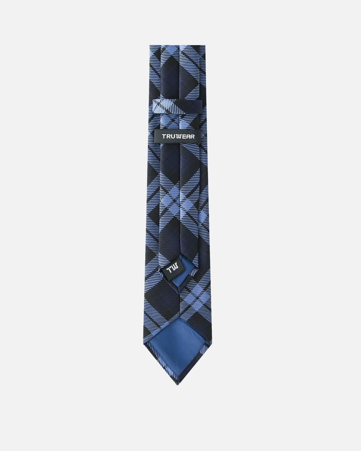 Immortal Powder Blue &amp; Navy Plaid Tie - Blue &amp;