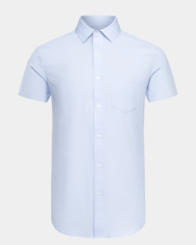 Phenom Classic Light Blue Short Sleeve Dress Shirt - Blue