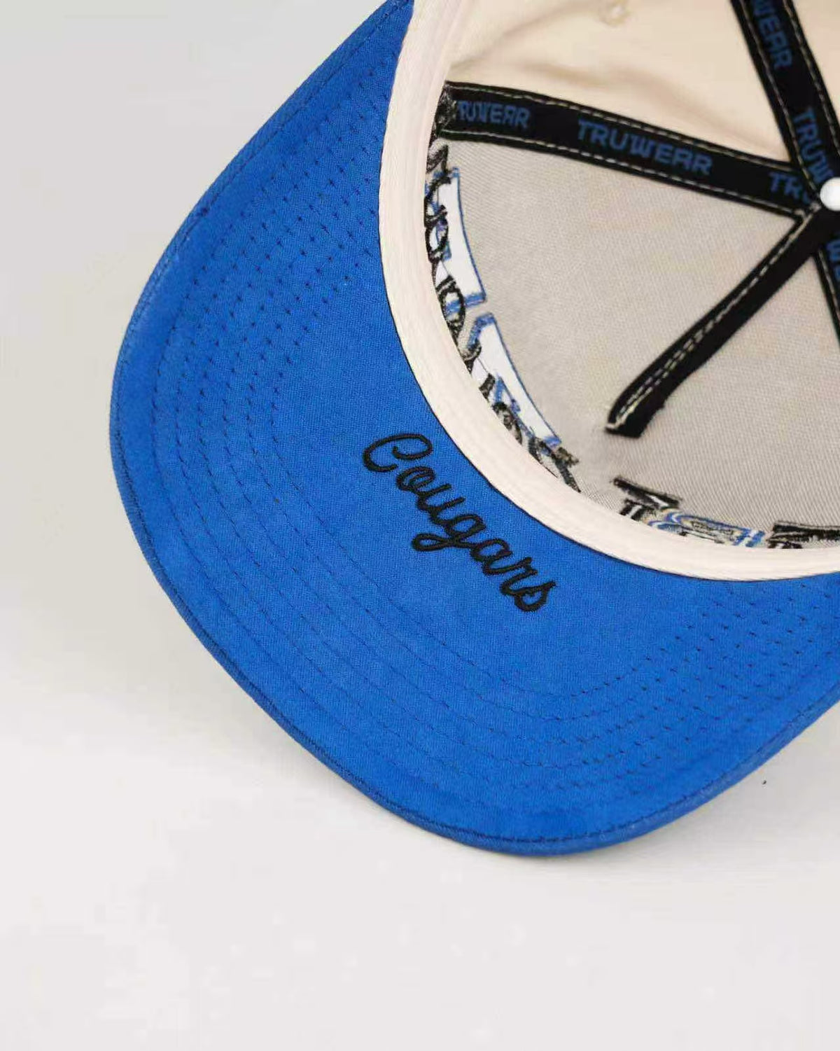 BYU Fade Hat Natural Royal Brim 2 Logo BYU – underbrim