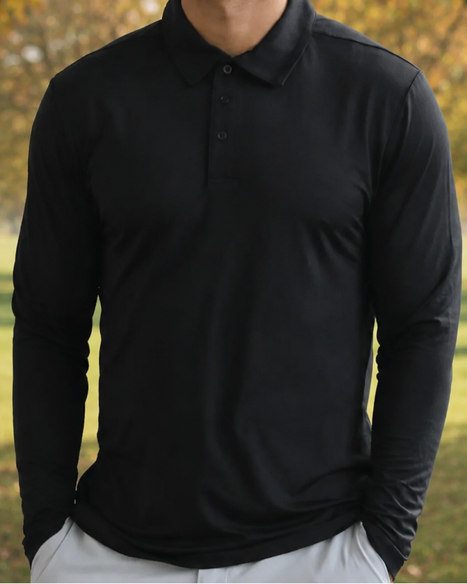 Crest 2.0 Polo Black Long Sleeve