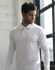 Crest 2.0 White Polo Long Sleeve