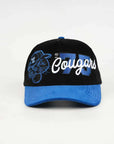 BYU Fade Hat Black Royal Brim 2 Logo Cougar – front view