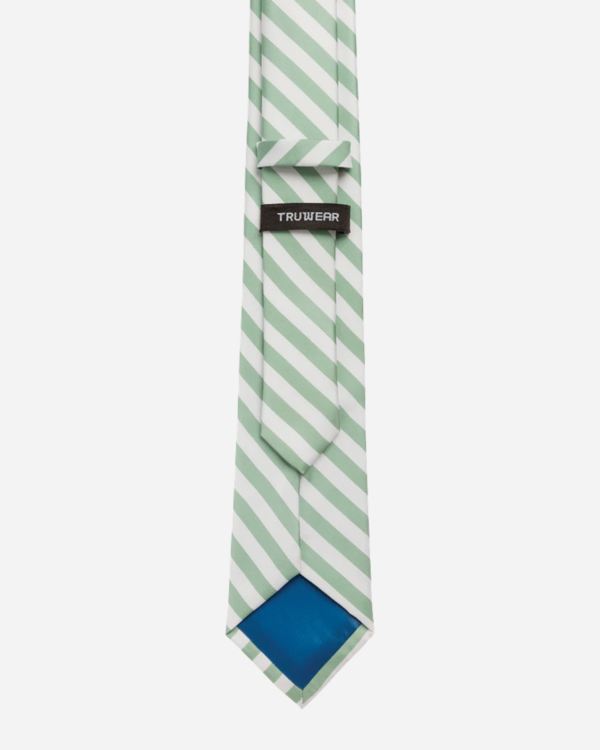 Immortal Green &amp; White Striped Dress Tie