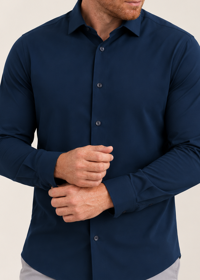 Phenom Professional Long Sleeve True Navy Dress Shirt