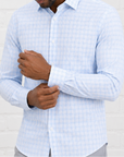 Phenom Professional Light Blue Tartan Long Sleeve Men's Dress Shirt