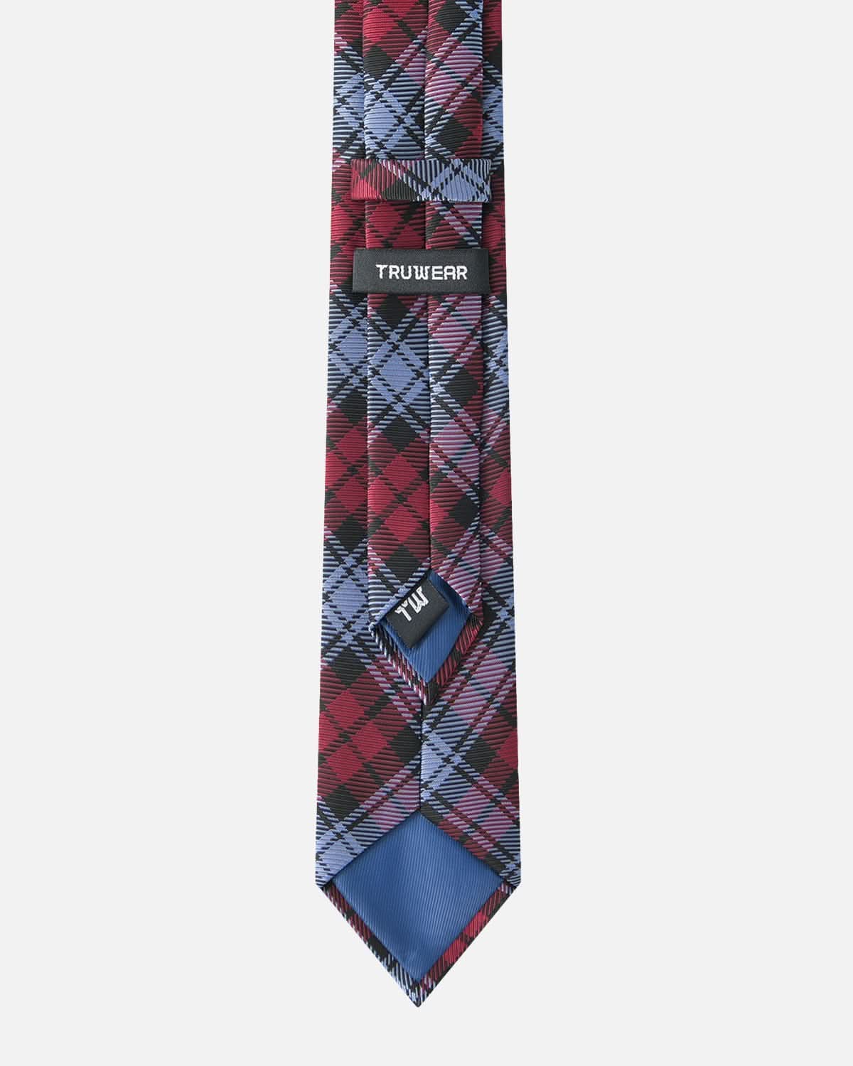 Immortal Blue Red & Black Plaid Tie - Red &