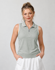 Vanguard Womens Sleeveless Polo Slate Green